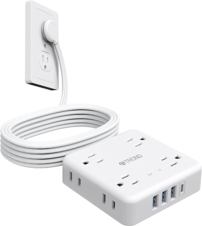 Power Strip Surge Protector with 3 USB-A & 1 USB-C Port, 8 Widely-Spaced Outlets, 1440J