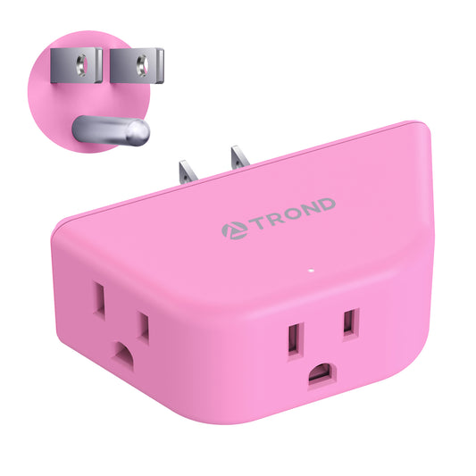 TROND Pink Outlet Extender - Multi Plug Outlet with 3-Prong Grounded Sockets