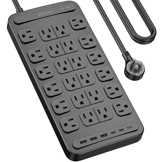 Surge Protector Power Strip with 360° Rotating Plug, 24AC Outlets,3 USB A & 3 USB C - PD20W