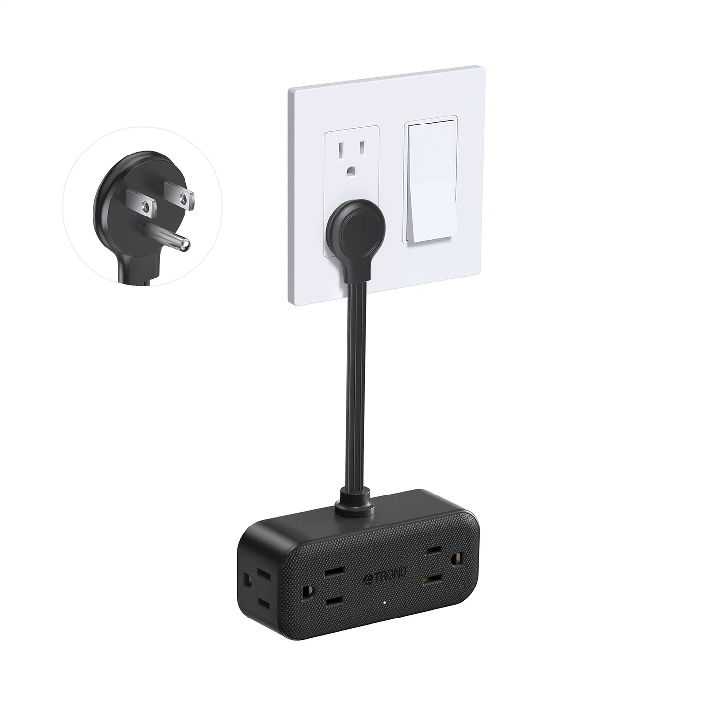 Outlet Extender with 6 Inch Cord - Multi Plug Wall Outlet