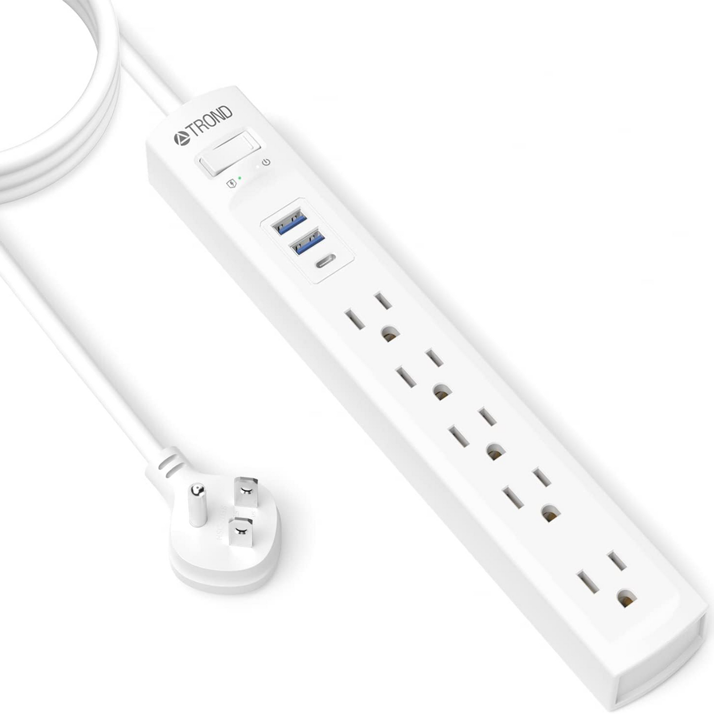 6FT 5 AC Outlets & 3 USB Ports Power Strip Surge Protector