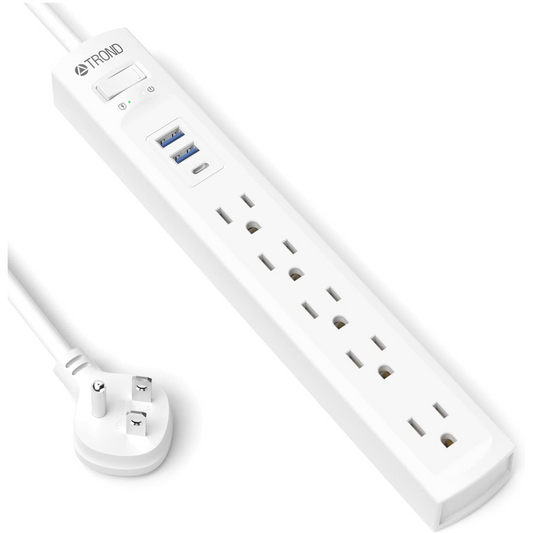 6FT 5 AC Outlets & 3 USB Ports Power Strip Surge Protector