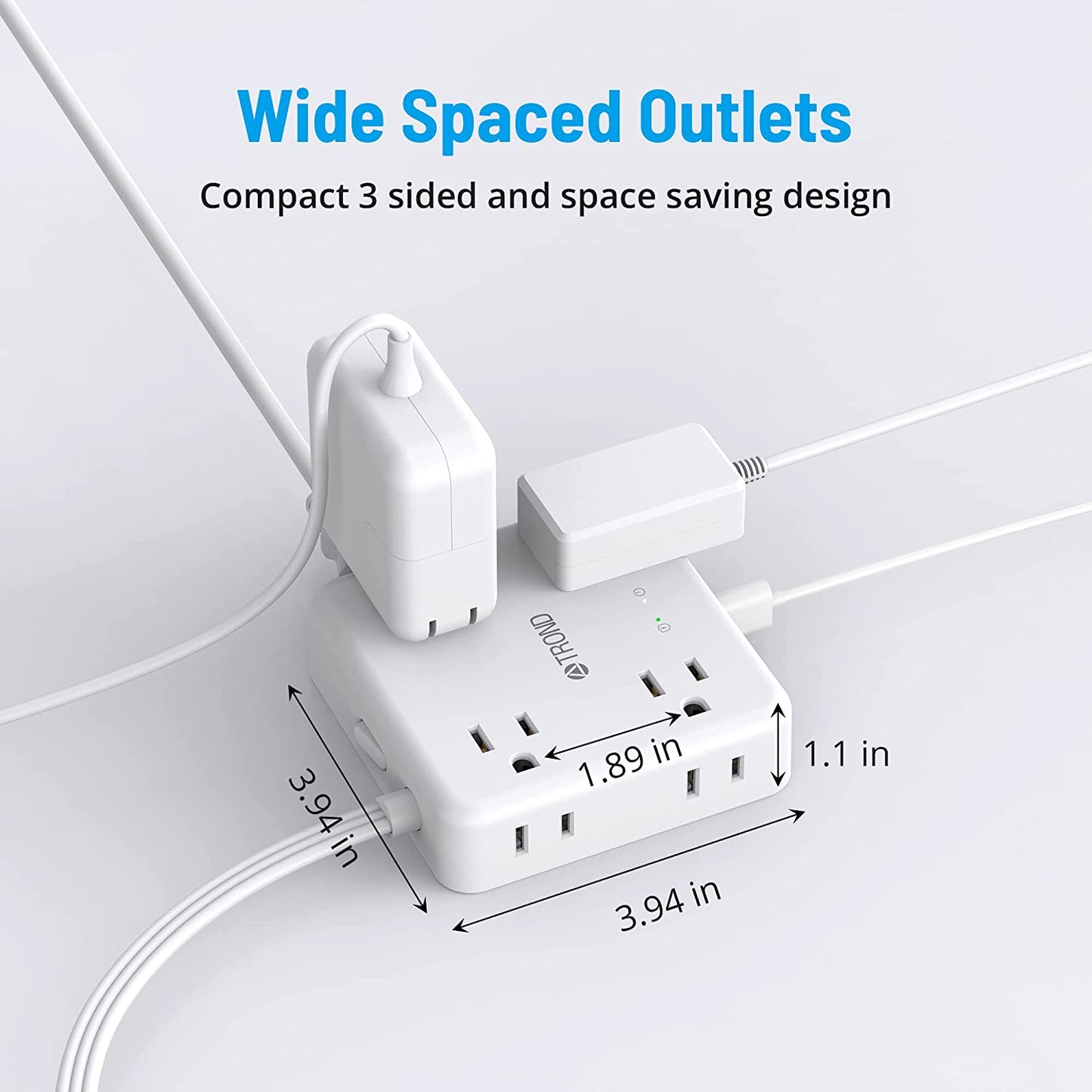 Power Strip Surge Protector with 3 USB-A & 1 USB-C Port, 8 Widely-Spaced Outlets, 1440J