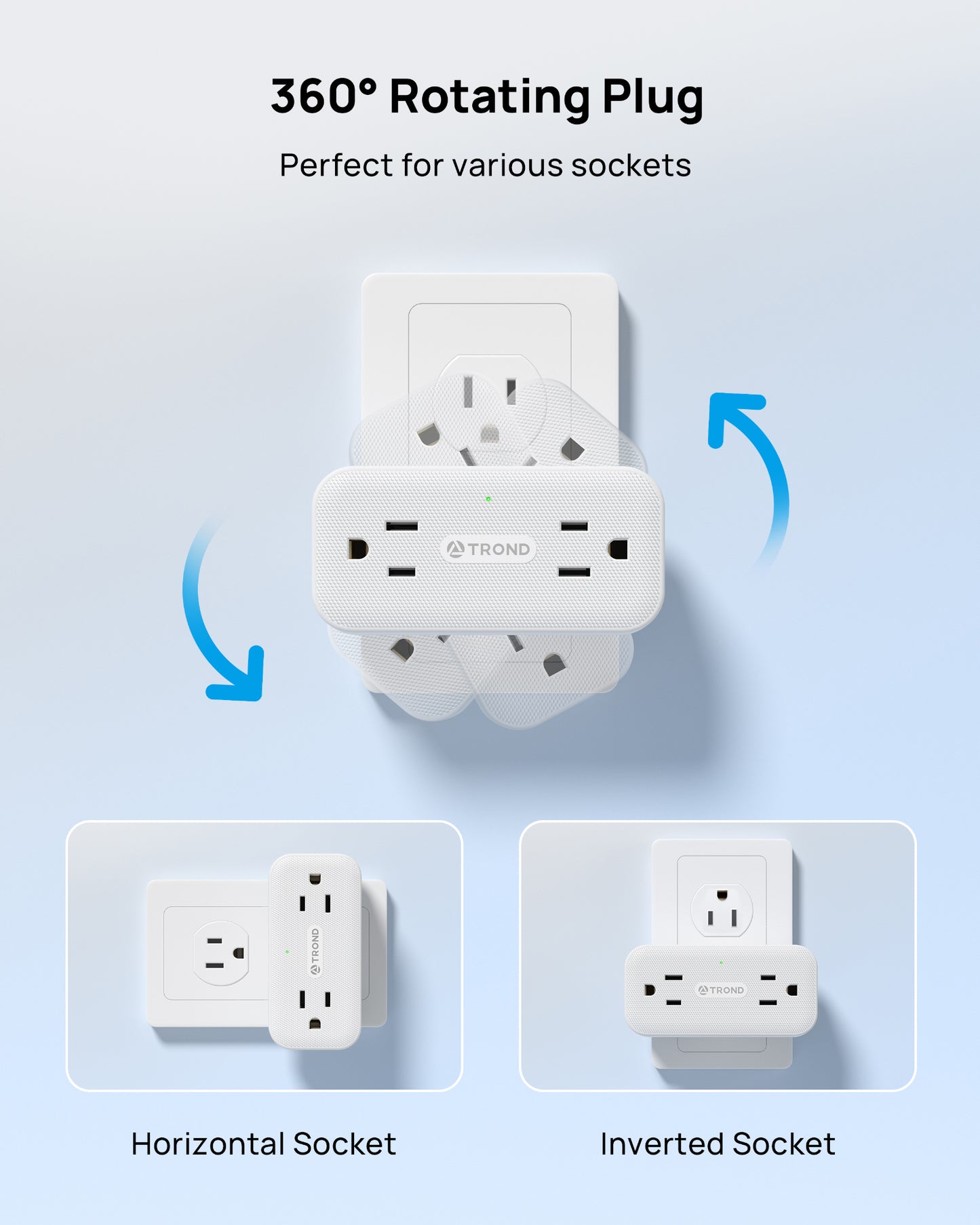 Surge Protector Outlet Extender with 360 Rotating Plug