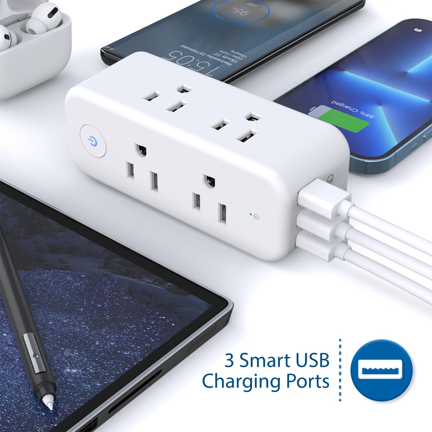 Outlet Extender Surge Protector USB - TROND Multi Plug Outlet Splitter with 360° Rotating Plug