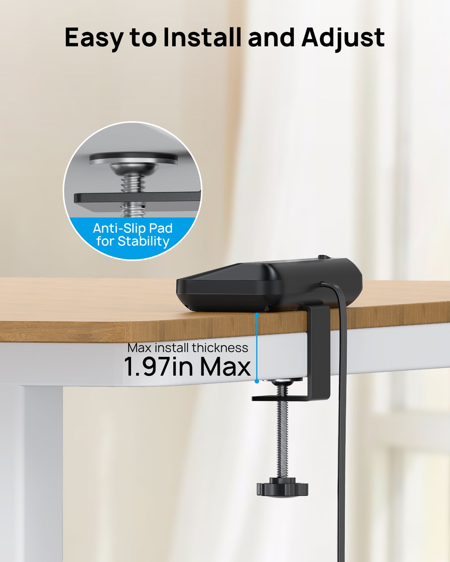 Desk Clamp Power Strip - 1700J Surge Protector with 7 Outlets