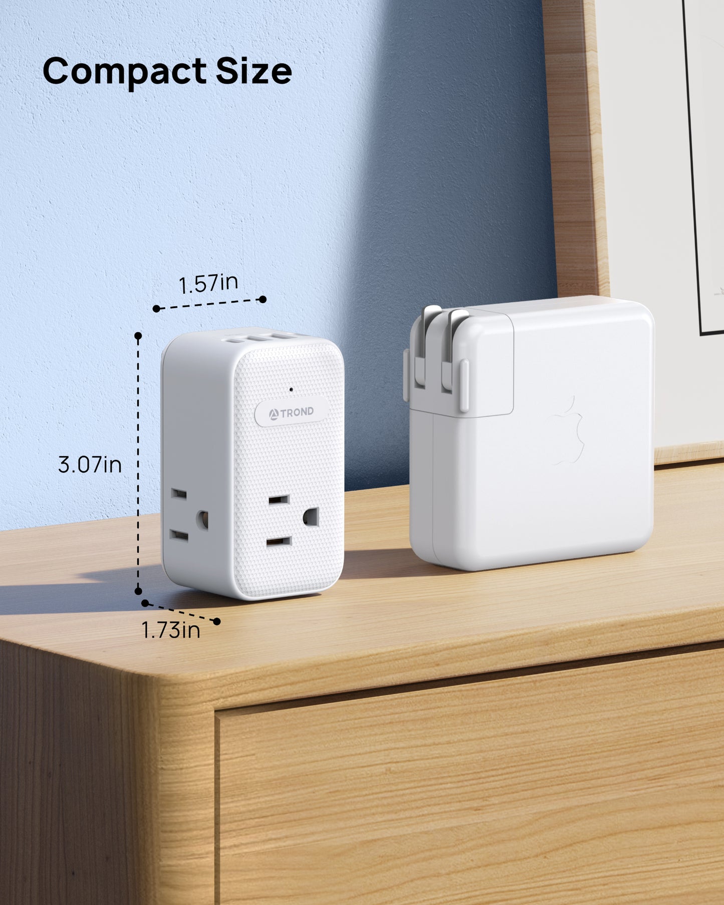 Outlet Extender with 360° Rotating Plug, 3 Way Outlet Splitter