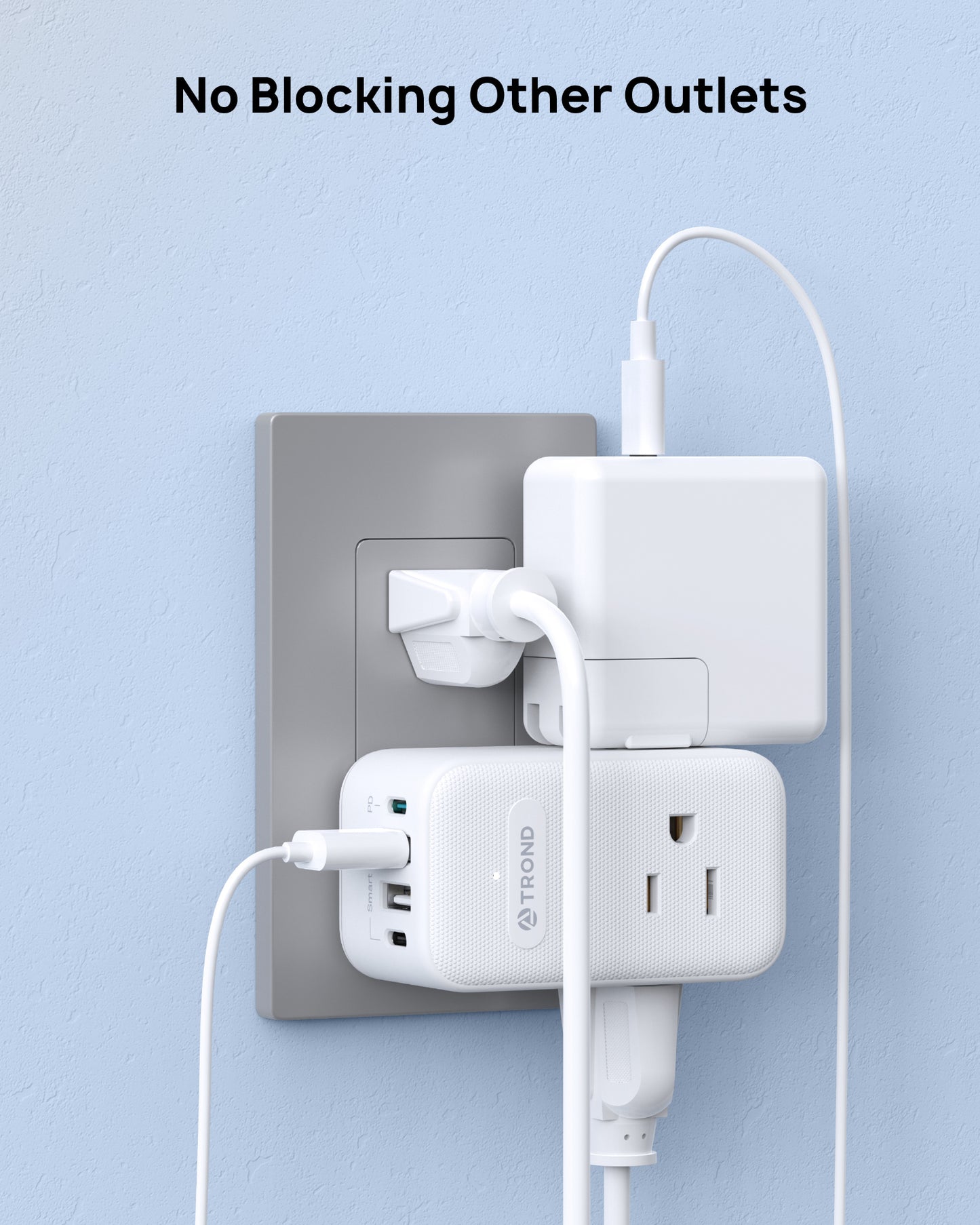 Outlet Extender with 360° Rotating Plug, 3 Way Outlet Splitter