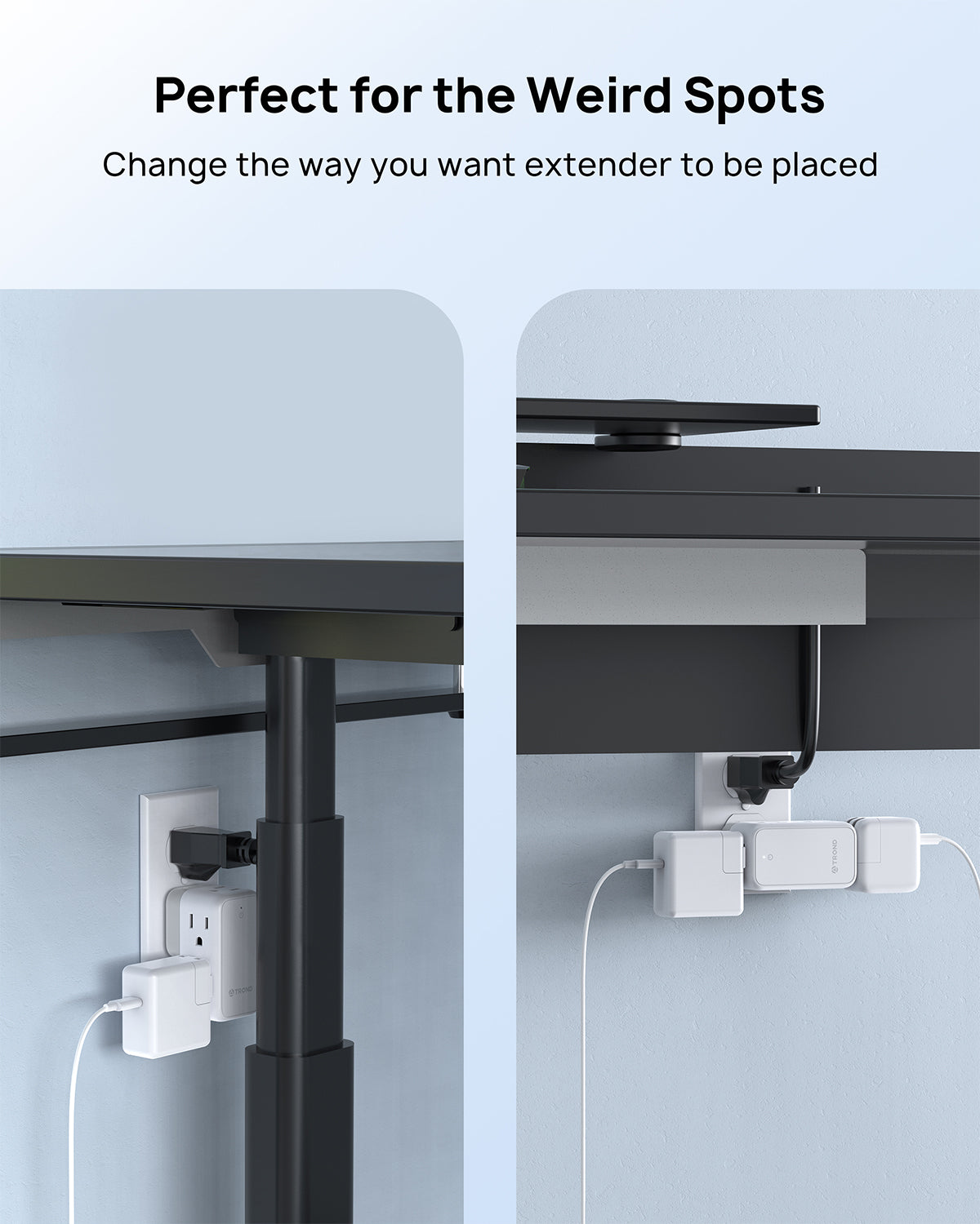 TROND Multi Plug Outlet Extender - Wall Outlet Splitter with 360° Rotating Plug