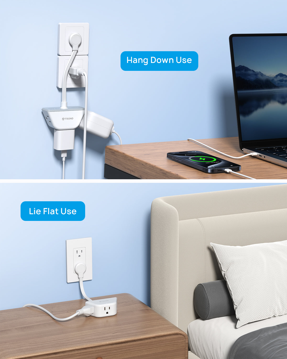 Outlet Extender with 6 Inch Cord - Multi Plug Outlet Splitter with 3 Electrical Outlets