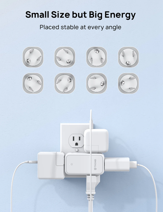 TROND Multi Plug Outlet Extender - Wall Outlet Splitter with 360° Rotating Plug