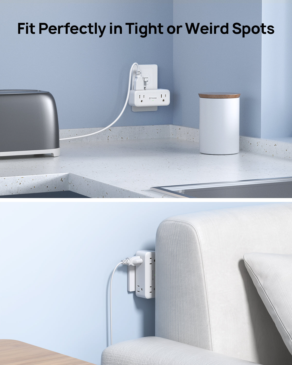 Multi Plug Outlet Extender - 6 AC Outlet Splitter with 360° Rotating Plug