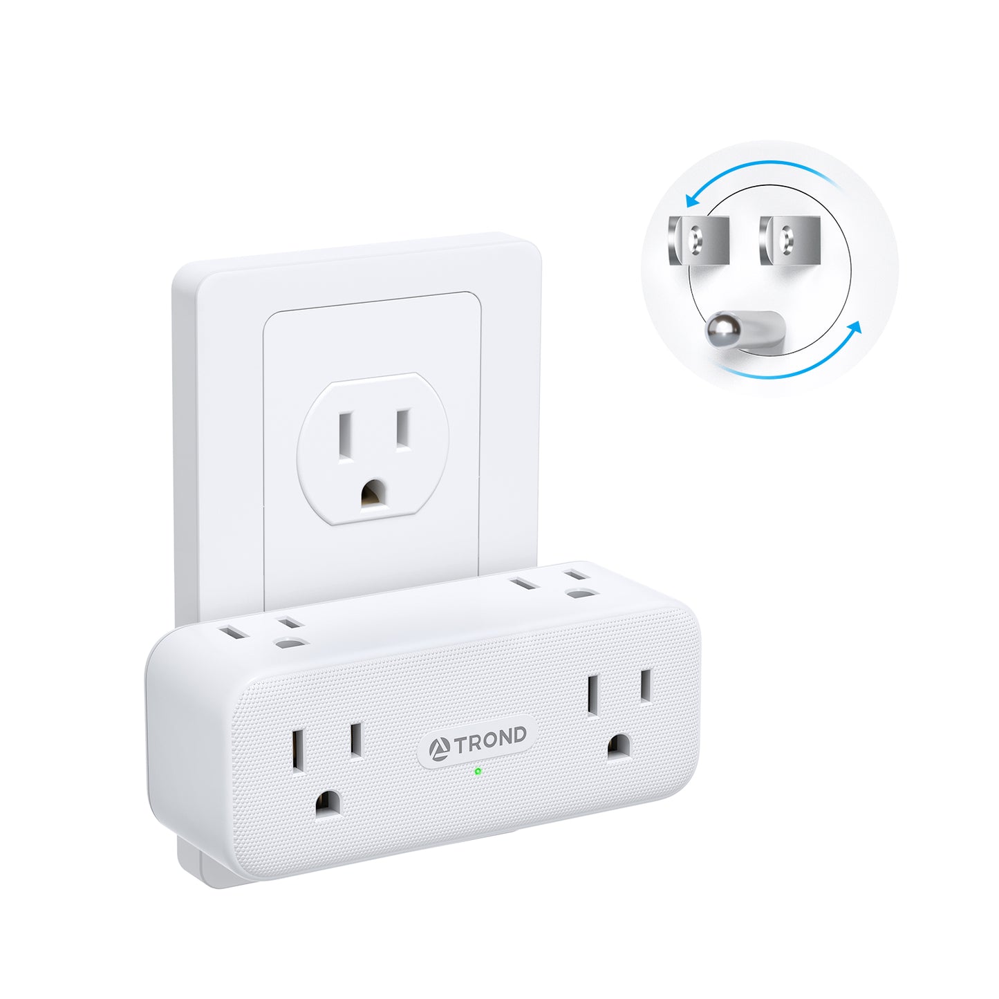 Multi Plug Outlet Extender - 6 AC Outlet Splitter with 360° Rotating Plug