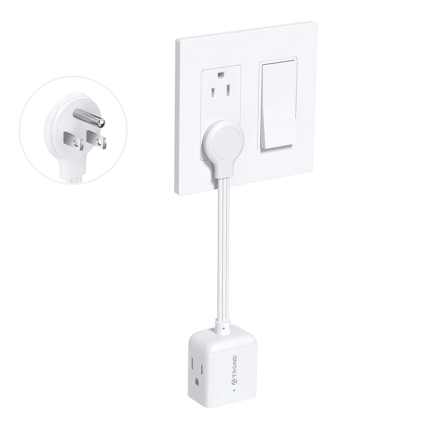 Flat Outlet Extender with 6 Inch Cord for Upside Down Outlet