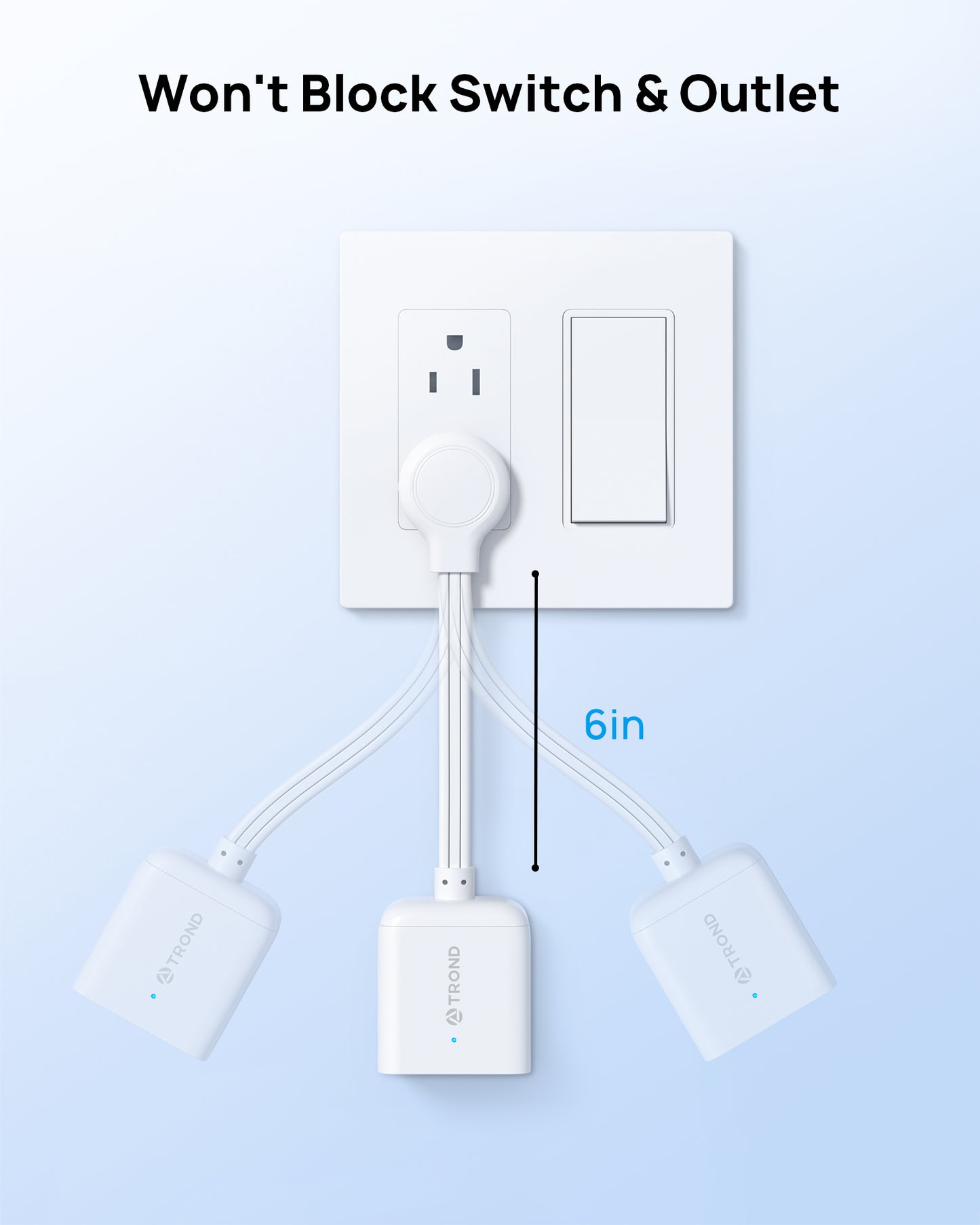 Flat Outlet Extender with 6 Inch Cord for Upside Down Outlet