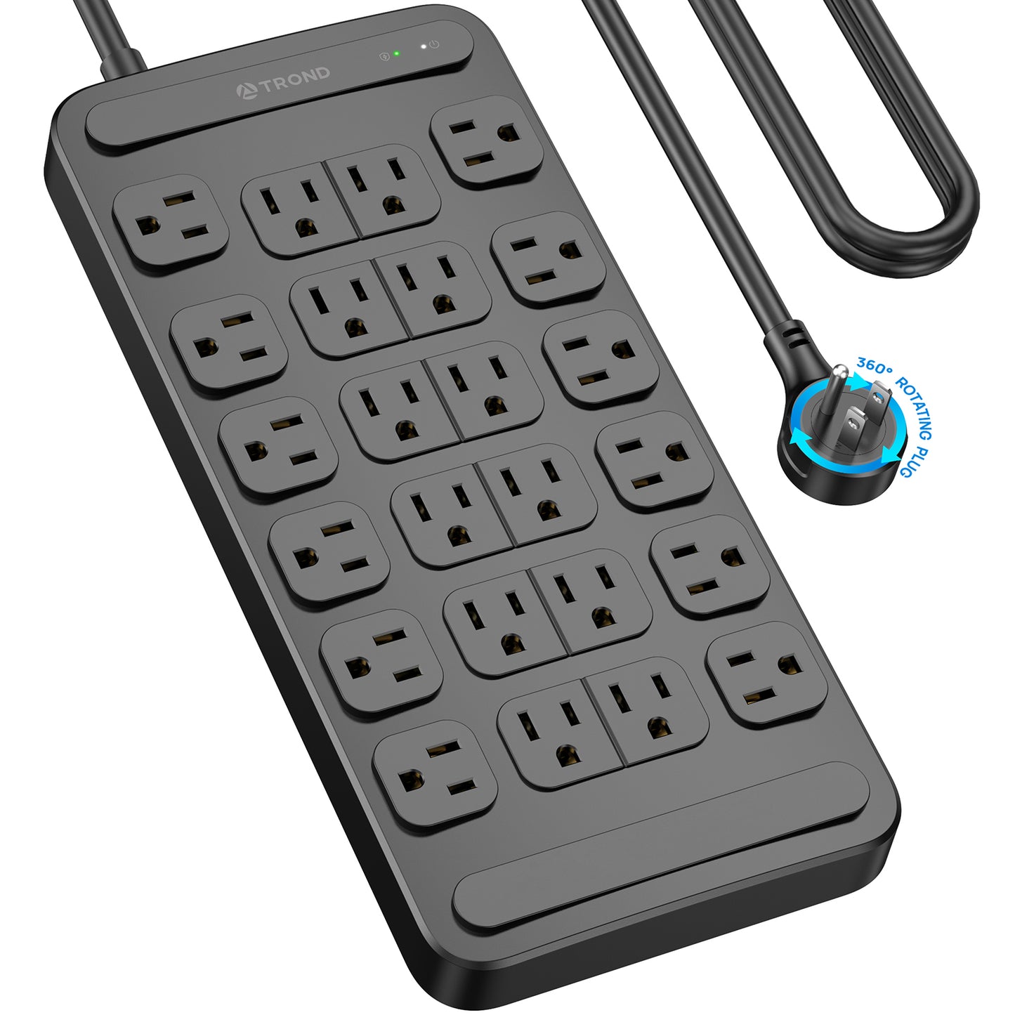 Surge Protector Power Strip with 360° Rotating Plug, 24AC Outlets