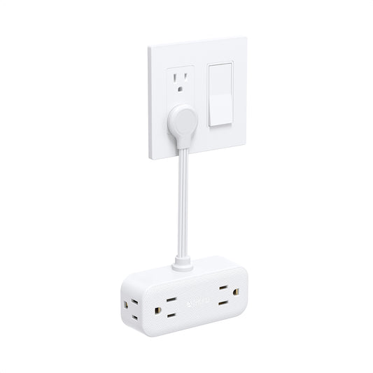 Outlet Extender with 6-inch Cord, 4 Electrical Outlets and 4 USB Ports