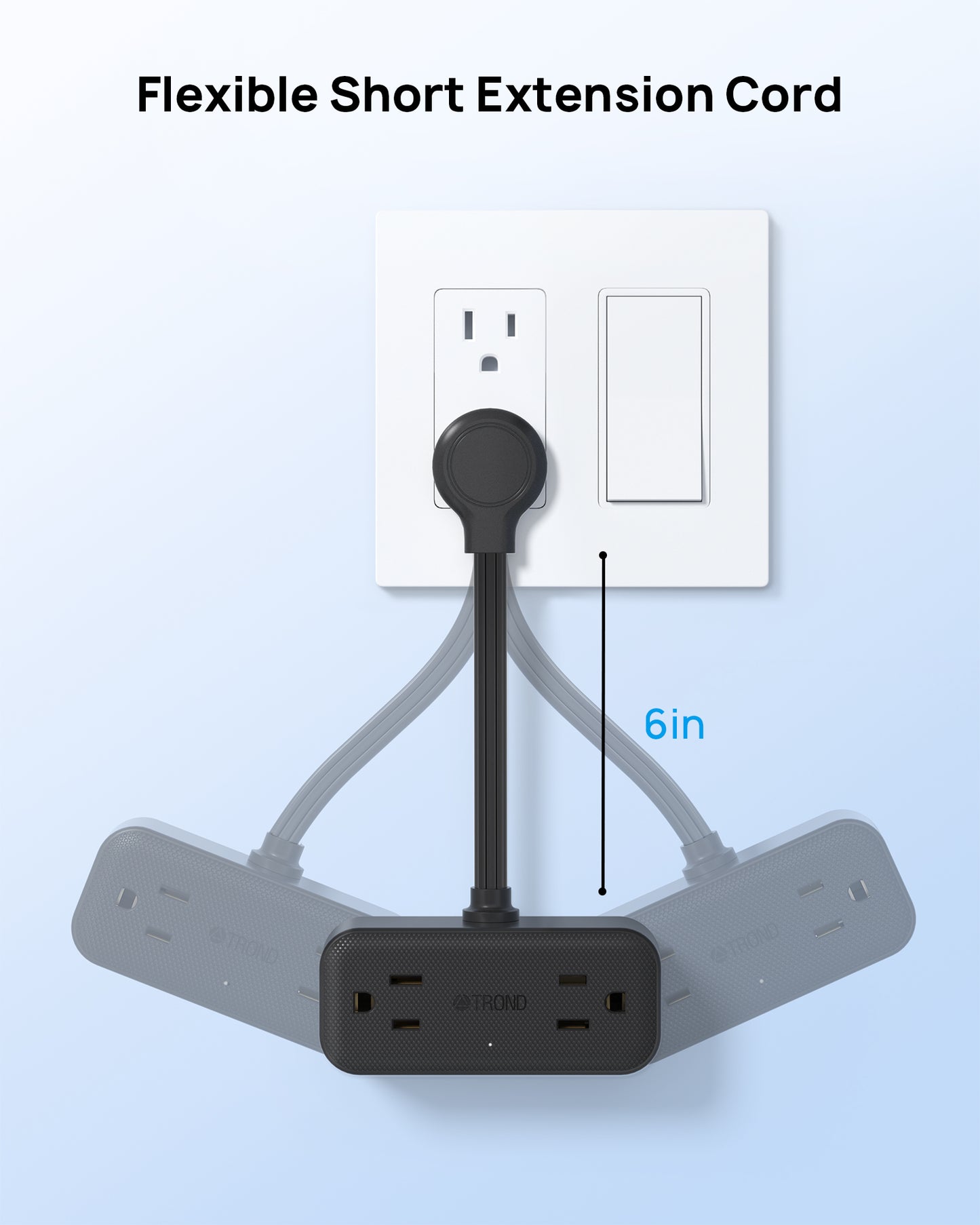 Outlet Extender with 6 Inch Cord - Multi Plug Wall Outlet