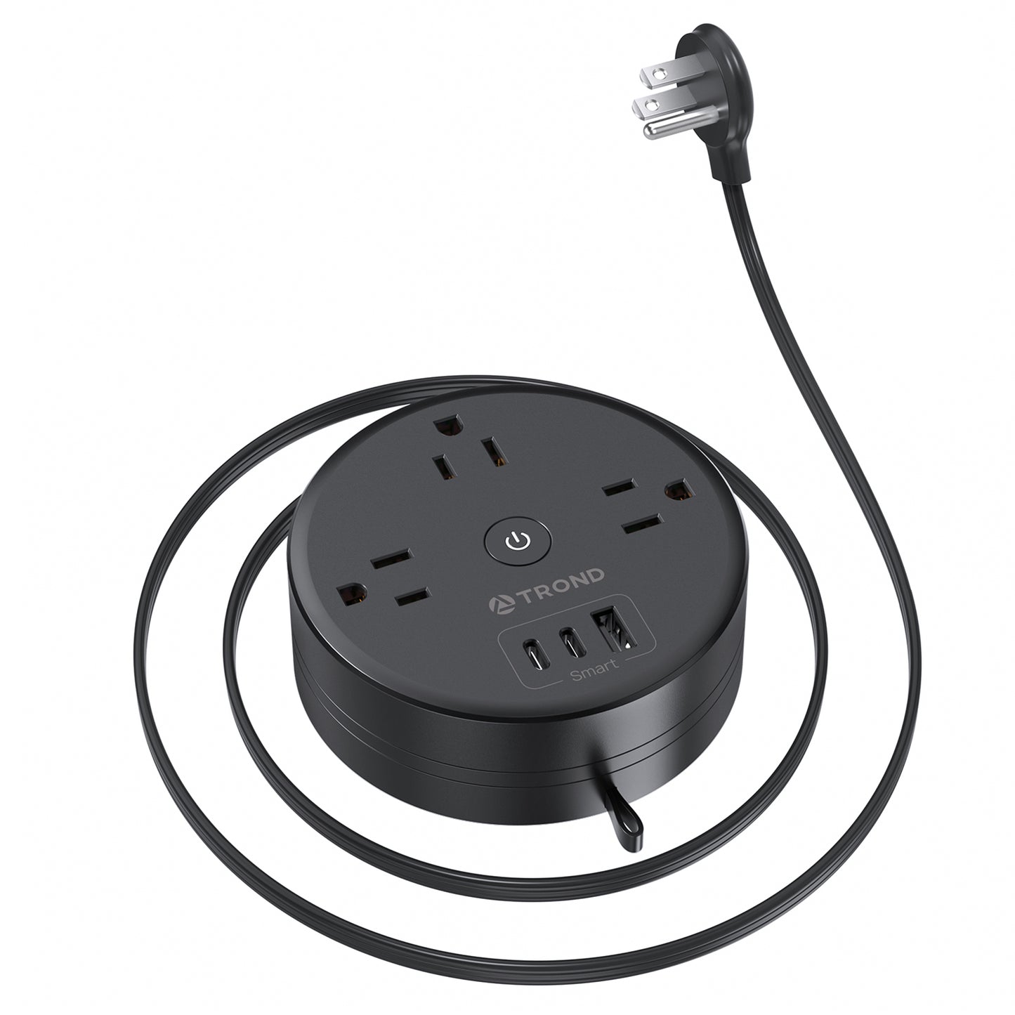 Power Strip Flat Plug - Extension Cord 10FT Semi-Retractable