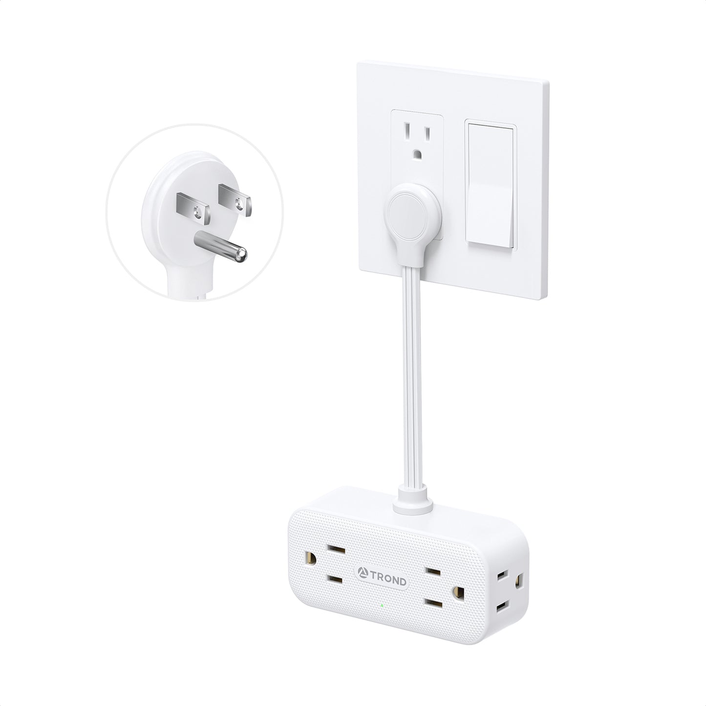 Outlet Extender with 6 Inch Cord, Flat Plug Adapter with 4 Electrical Sockets