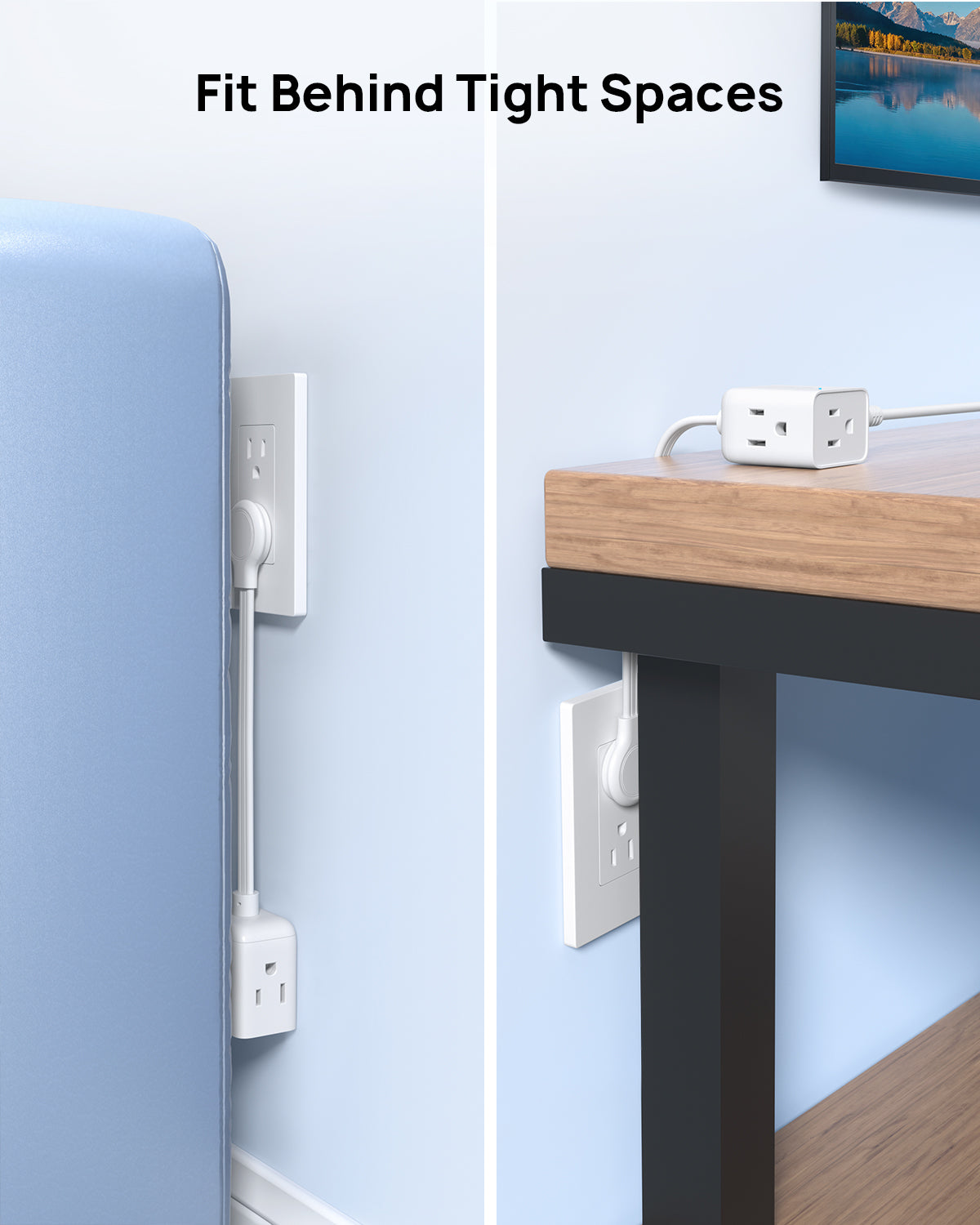 Flat Outlet Extender with 6 Inch Cord - Multi Plug Wall Outlet Splitter