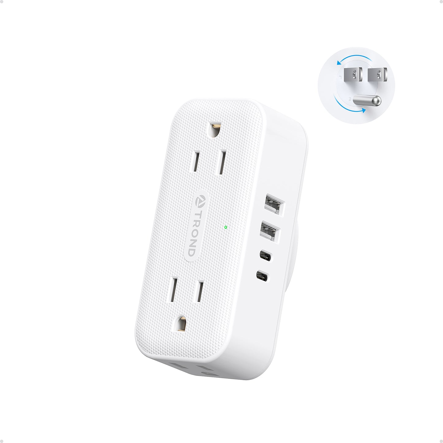 Surge Protector Outlet Extender with 360 Rotating Plug