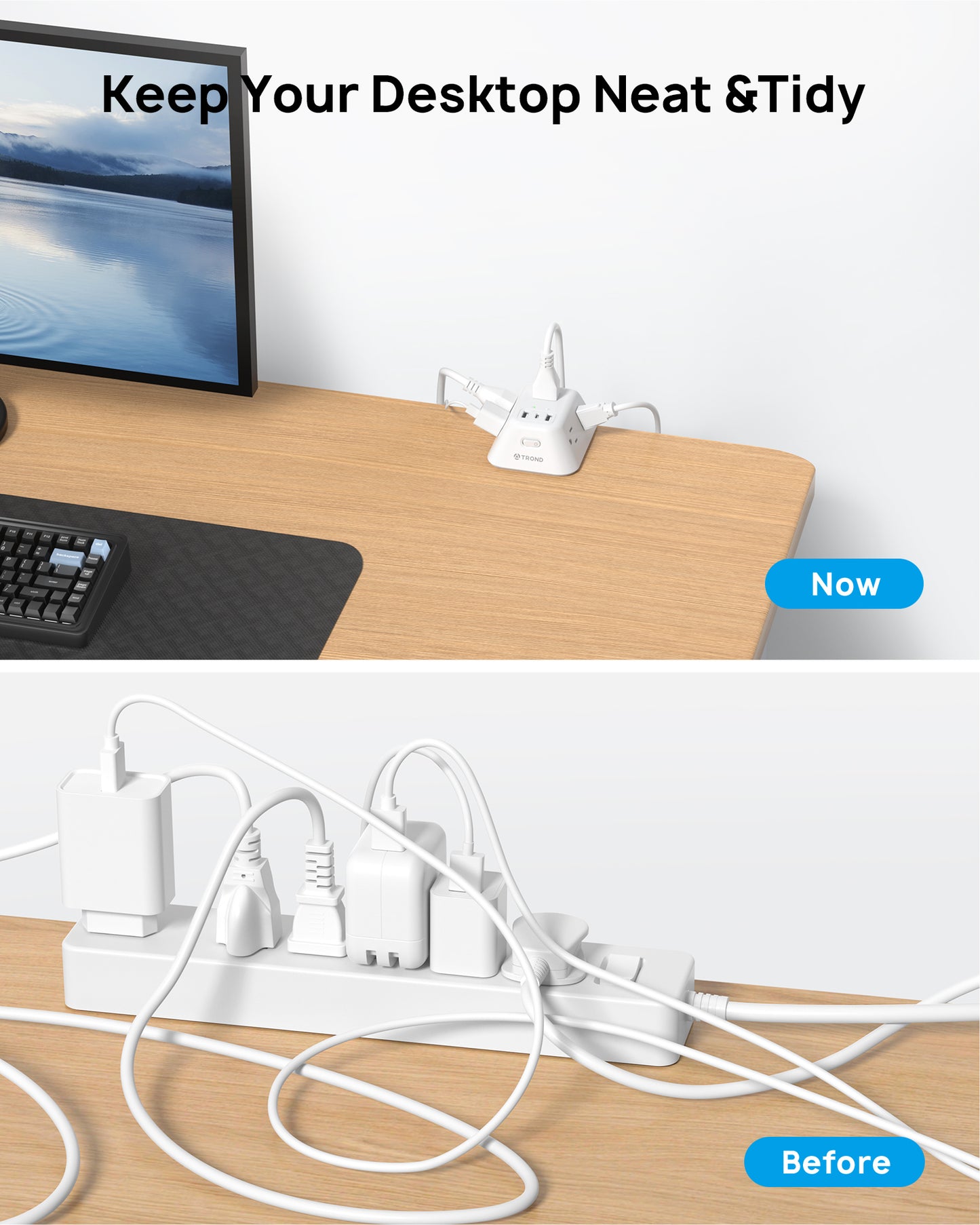 Desk Clamp Power Strip, Surge Protector with 5 AC Outlets