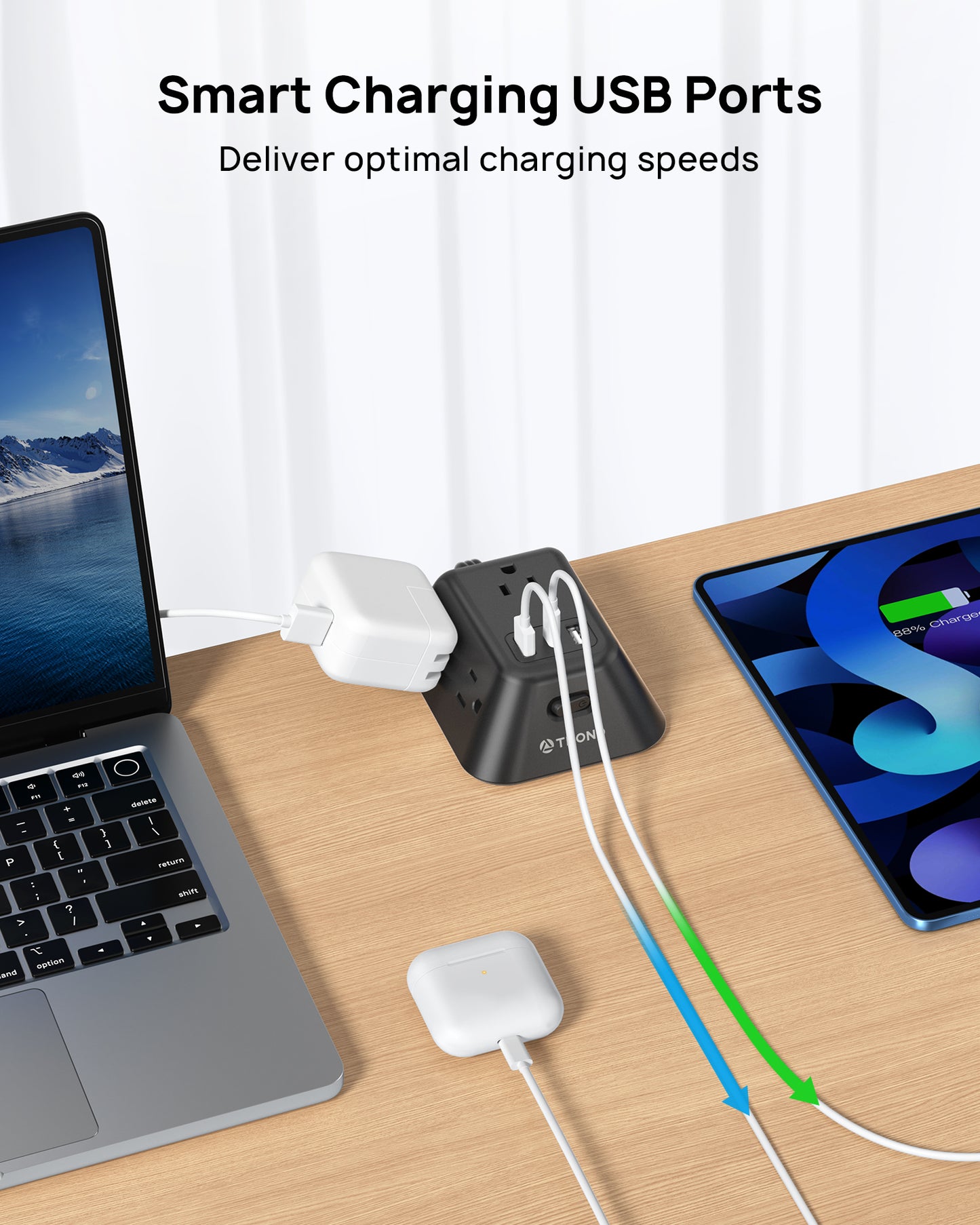 Desk Clamp Power Strip, Surge Protector with 5 AC Outlets