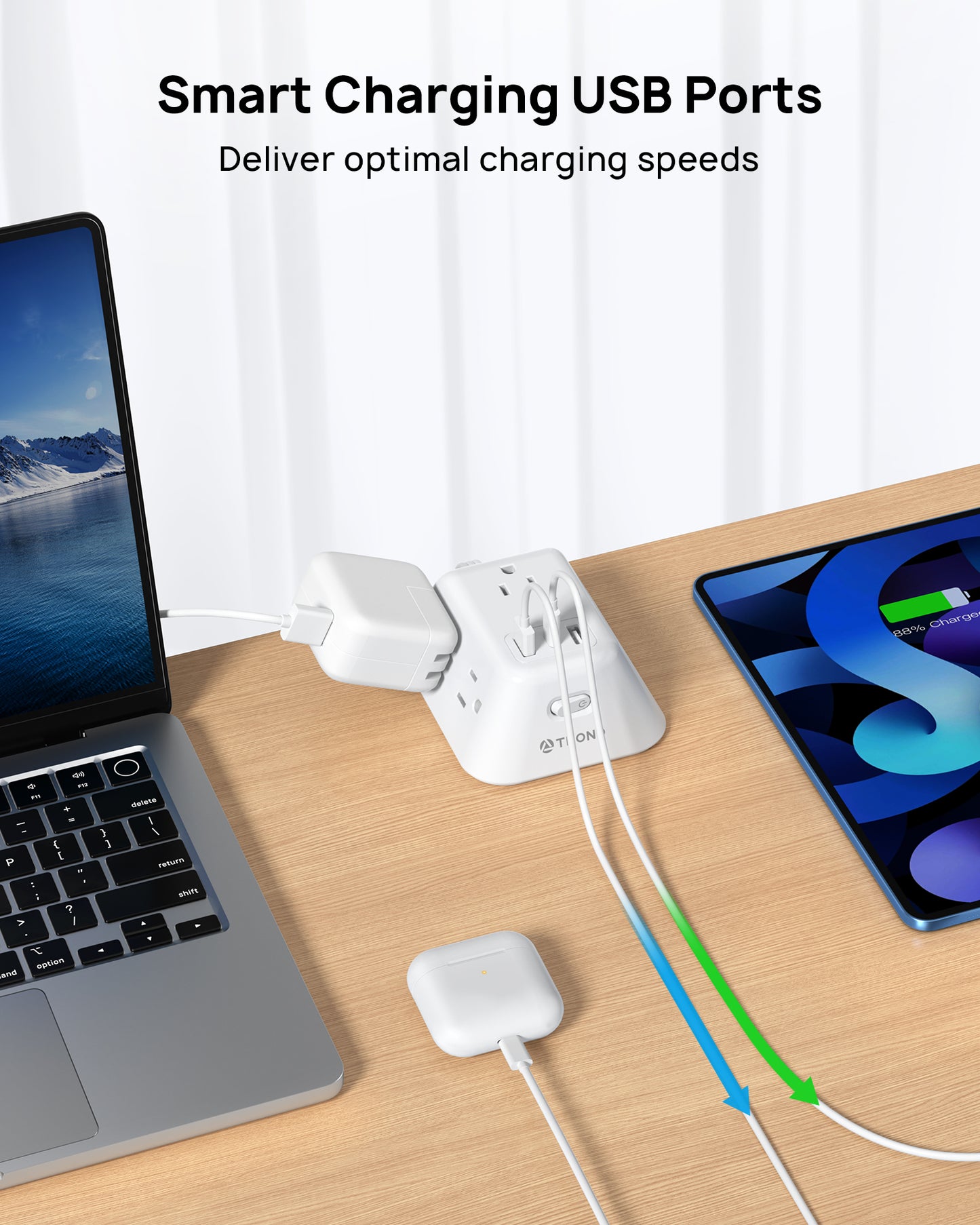 Desk Clamp Power Strip, Surge Protector with 5 AC Outlets