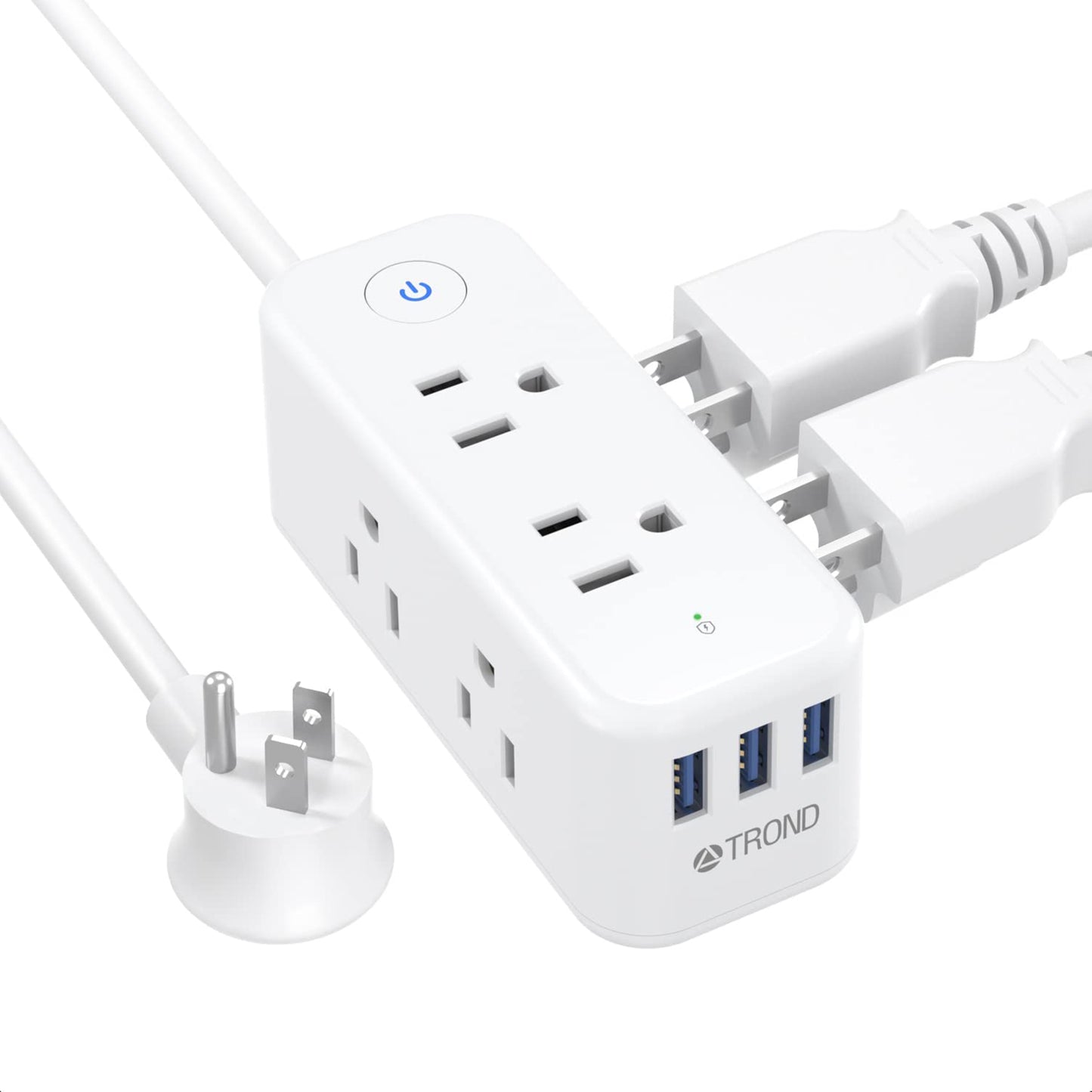 3-Sided Power Strip Surge Protector with 3 USB Ports, for Travel