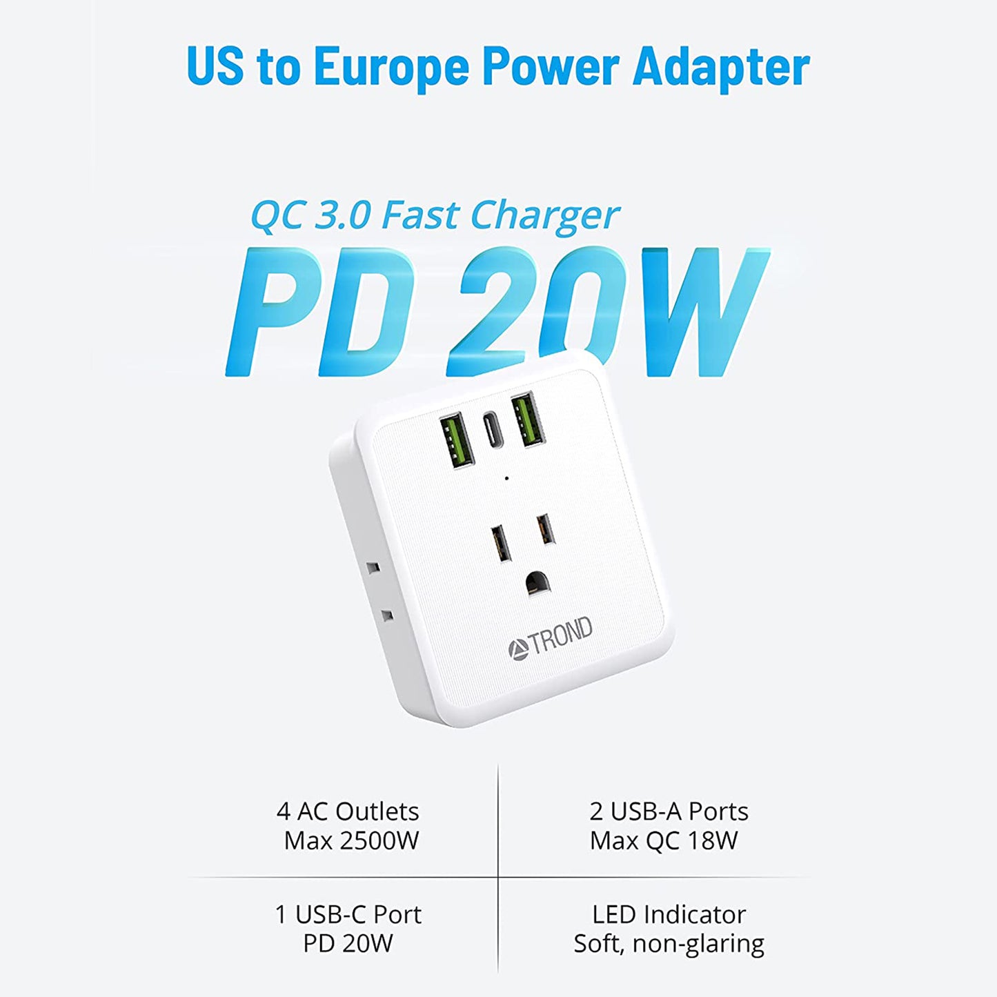 Fast Charging European Travel Plug Adapter