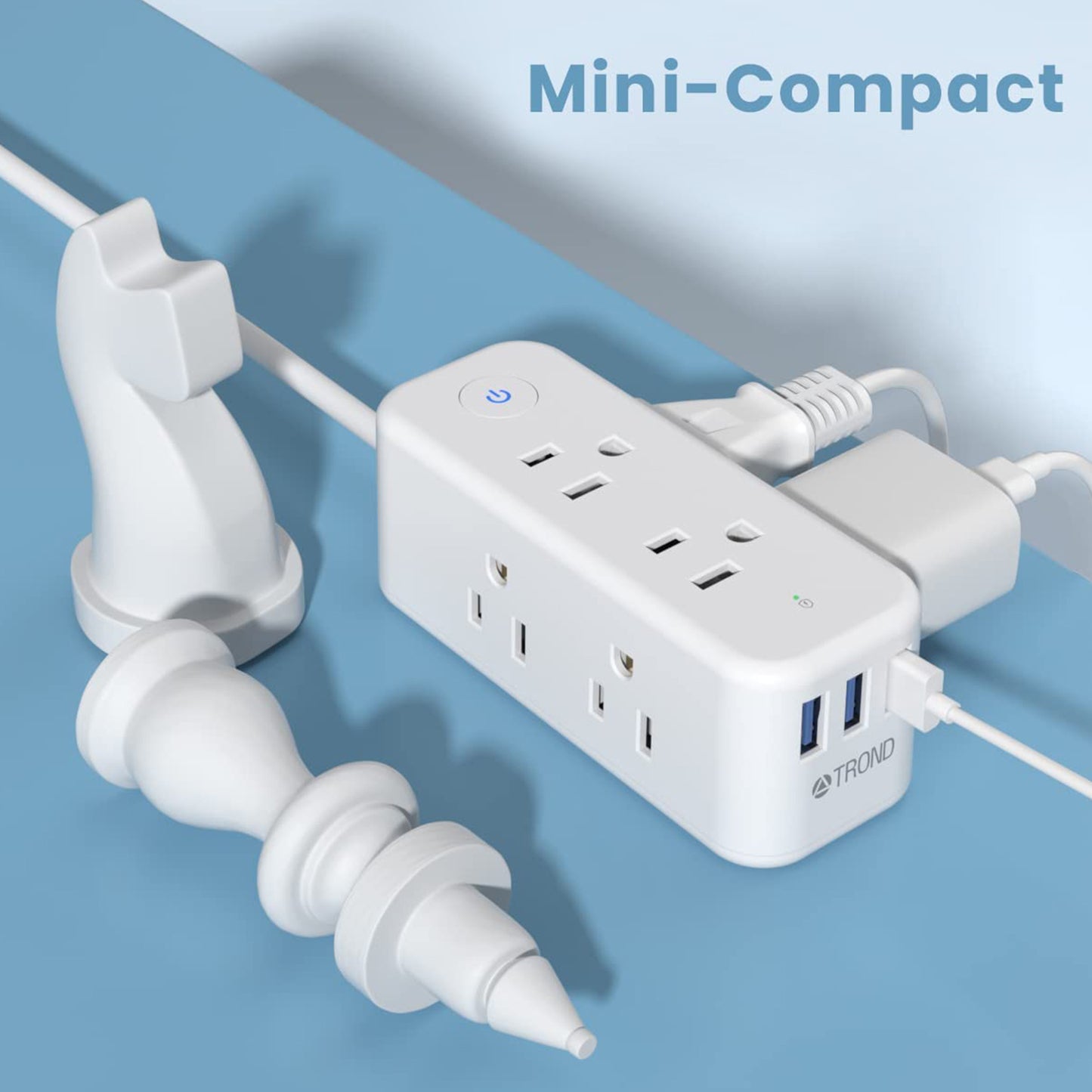 3-Sided Power Strip Surge Protector with 3 USB Ports, for Travel