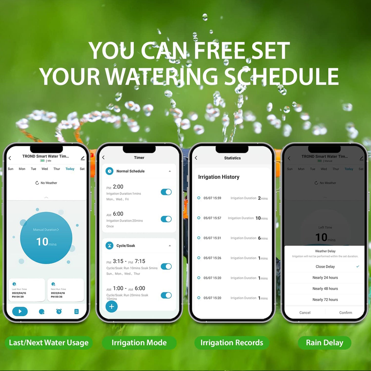 TROND Smart Sprinkler Timer, Bluetooth Water Timer for Garden Hose with Watering Schedules