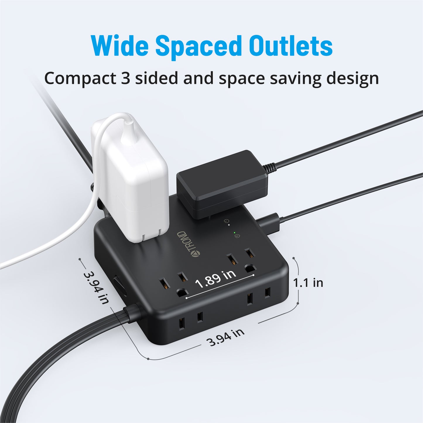 Power Strip Surge Protector with 3 USB-A & 1 USB-C Port, 8 Widely-Spaced Outlets, 1440J