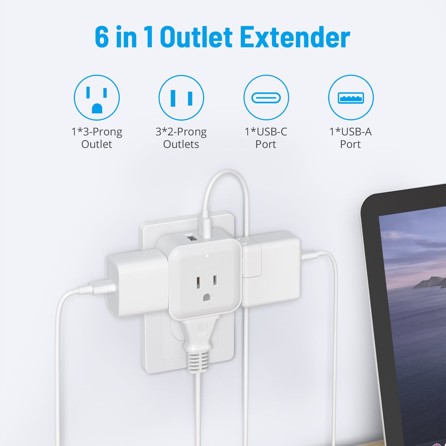  TROND Multi Plug Outlet Extender 2 Pack - Electrical Wall Outlet  Splitter, 3 Way Outlet Wall Adapter, Cruise Essentials, Small Multiple Plug  Expander for Cruise Ship Home Office Dorm Room 