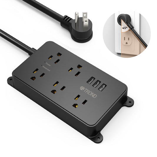 5-Outlet Surge Protector w/ 3 USB Ports, 1300J Black