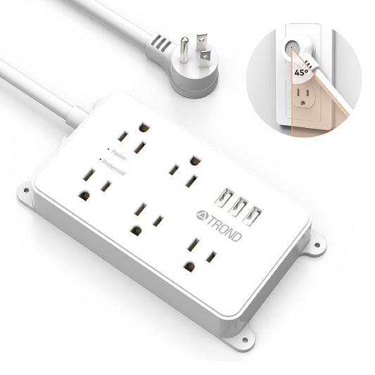 5-Outlet Surge Protector w/ 3 USB Ports, 1300J White