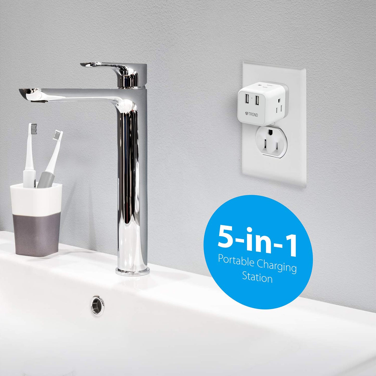 3-Outlet Wall Tap w/ 2 USB Ports