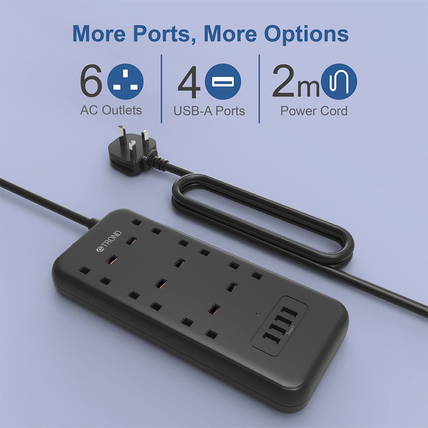 Extension Lead with USB Slots for UK