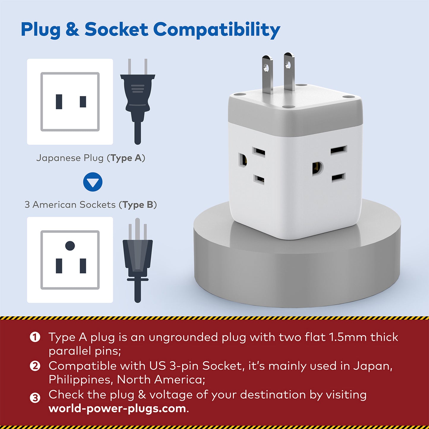 Travel Plug Adapter for US to Japan