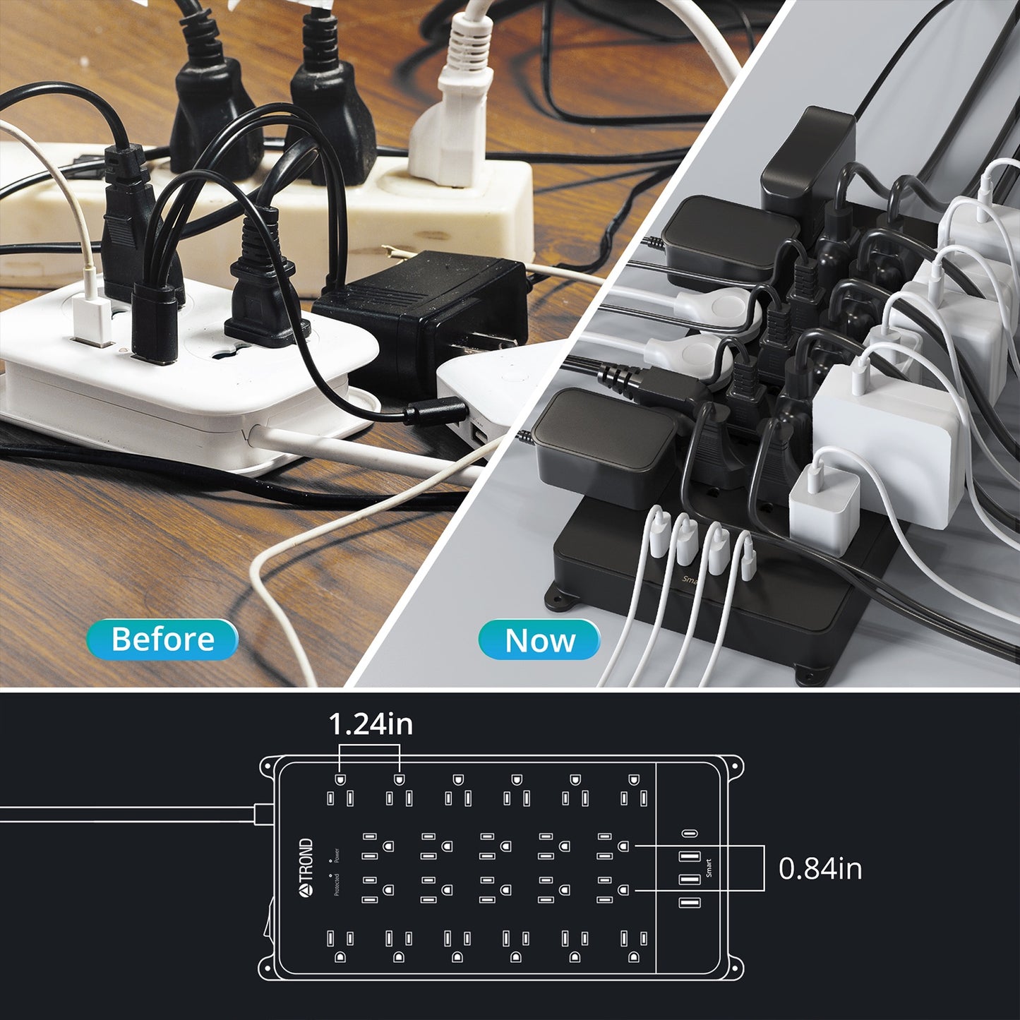 Power Strip Surge Protector 22 Outlets