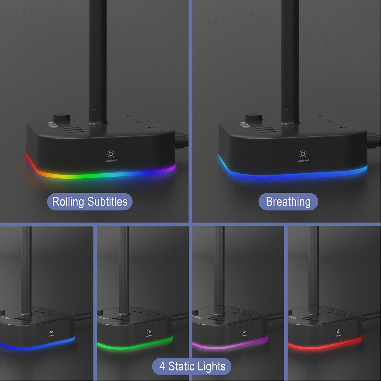 Gaming Headset Stand with 3 AC Outlets & 3 USB Ports