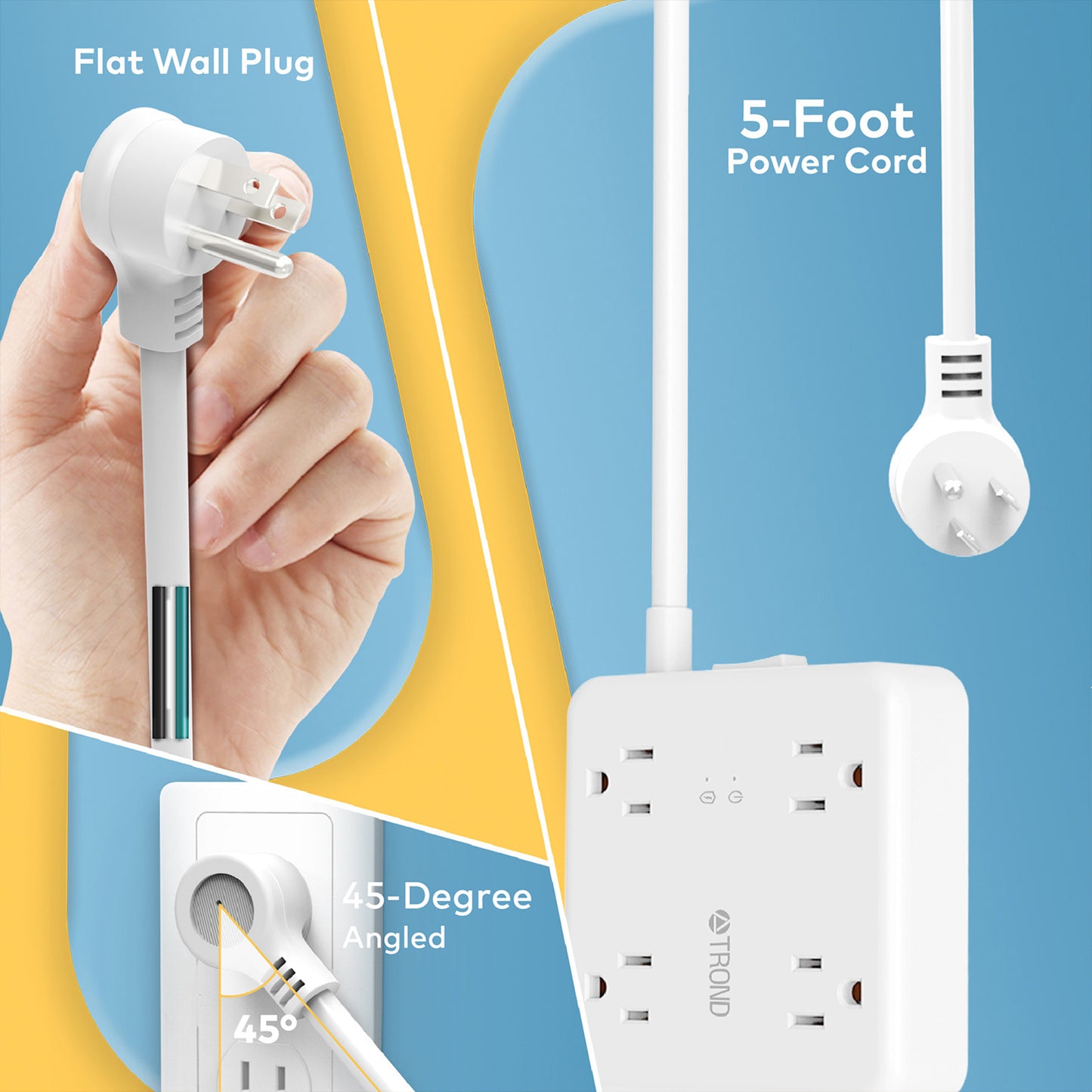 4-Outlet Surge Protector w/ 3 USB Ports, 5ft, 1440J