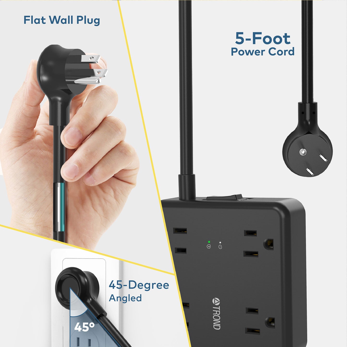 4-Outlet Surge Protector w/ 3 USB Ports, 5ft, 1440J